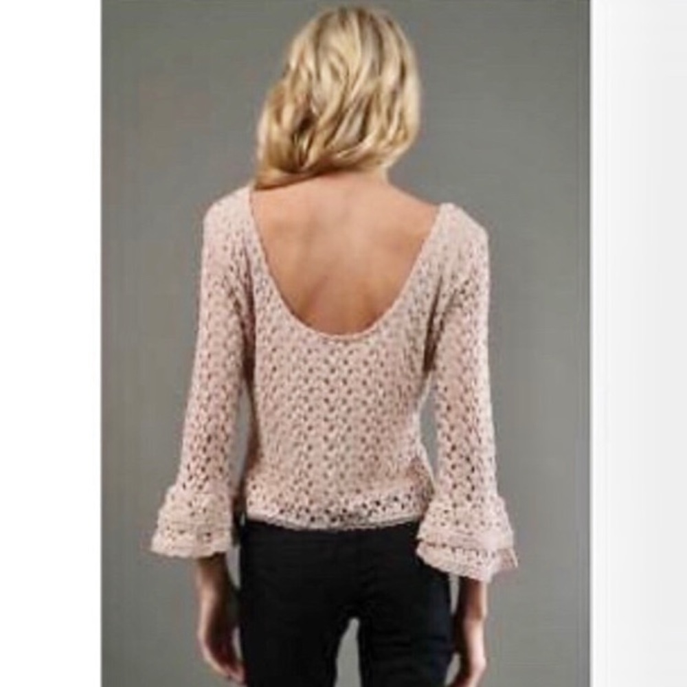 Free People Lace Croquet Top with Ruffle Bell Cuff